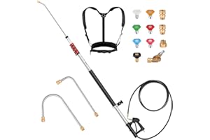 LIDODOLA 24 FT Pressure Washer Telescoping Wand - High Pressure Washer Wand Included Power Washer Extension Wands, Gutter Cleaner, 7 Spray Nozzle Tips, 2 Hose Adapters and Support Belt
