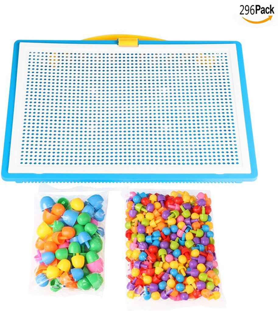 Itian Mushroom Nail Toys 296 Pcs Novelty Puzzle Pegboard For Kids Jigsaw Puzzle Pegboard For Children, Colorful - Image 3