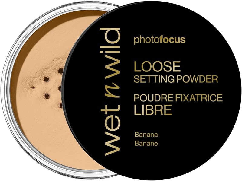 Photo Focus Loose Setting Powder, Cipria Fissante Leggera per Opacizzare, Assorbire Sebo in Eccesso e Fissare il Make-up con Finish Naturale e Setoso, Tonalità Banana, 20g