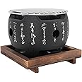 Fockety Japanese BBQ Grill, Mini Portable Food Charcoal Barbecue Stove, Round Aluminum Alloy Hibachi Grill Charcoal Stove Household Barbecue Tool for Household Camping Indoor (S)