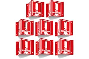 GicnKeuz Fire Extinguisher Sign with Down Arrow, 8" x 6" Fire Extinguisher Two-Sided Acrylic Projecting V-Sign, Including Screws, Easy to Install, Home Office/Business Use (8 Pack)
