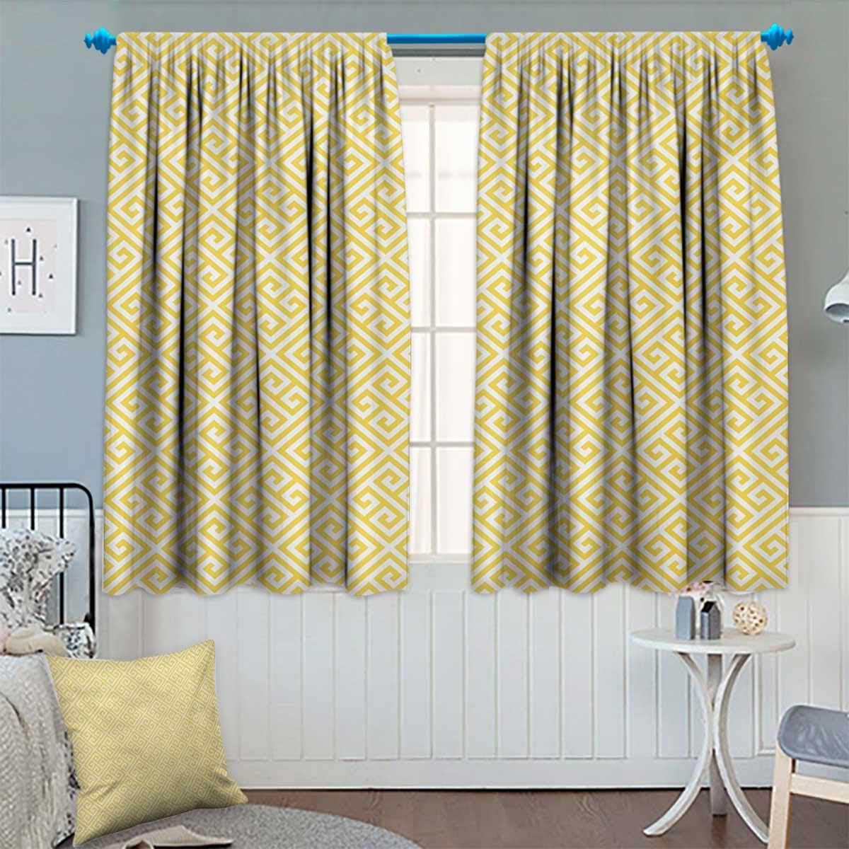 Anhounine Greek Key,Blackout Curtain,Ancient Roman Culture Themed Minimalist Pattern Meander