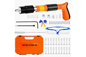 HFWHOK Concrete Nail Gun with 200pcs Nails, 5 Speed Adjustable Manual Steel Nail Gun Portable Mini Nail Gun for Concrete Walls, Red Brick Walls, Pipe Clamp Fixing Water Pipe, Household Nail Gun Tools.