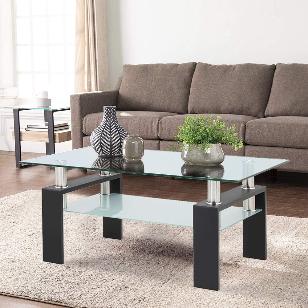 Clear Coffee Table，Modern Side Center Tables for Living Room,Living