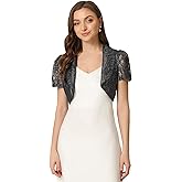 Allegra K Floral Lace Shrug for Women's Work Crop Cardigan Wedding Guest Elegant Bolero