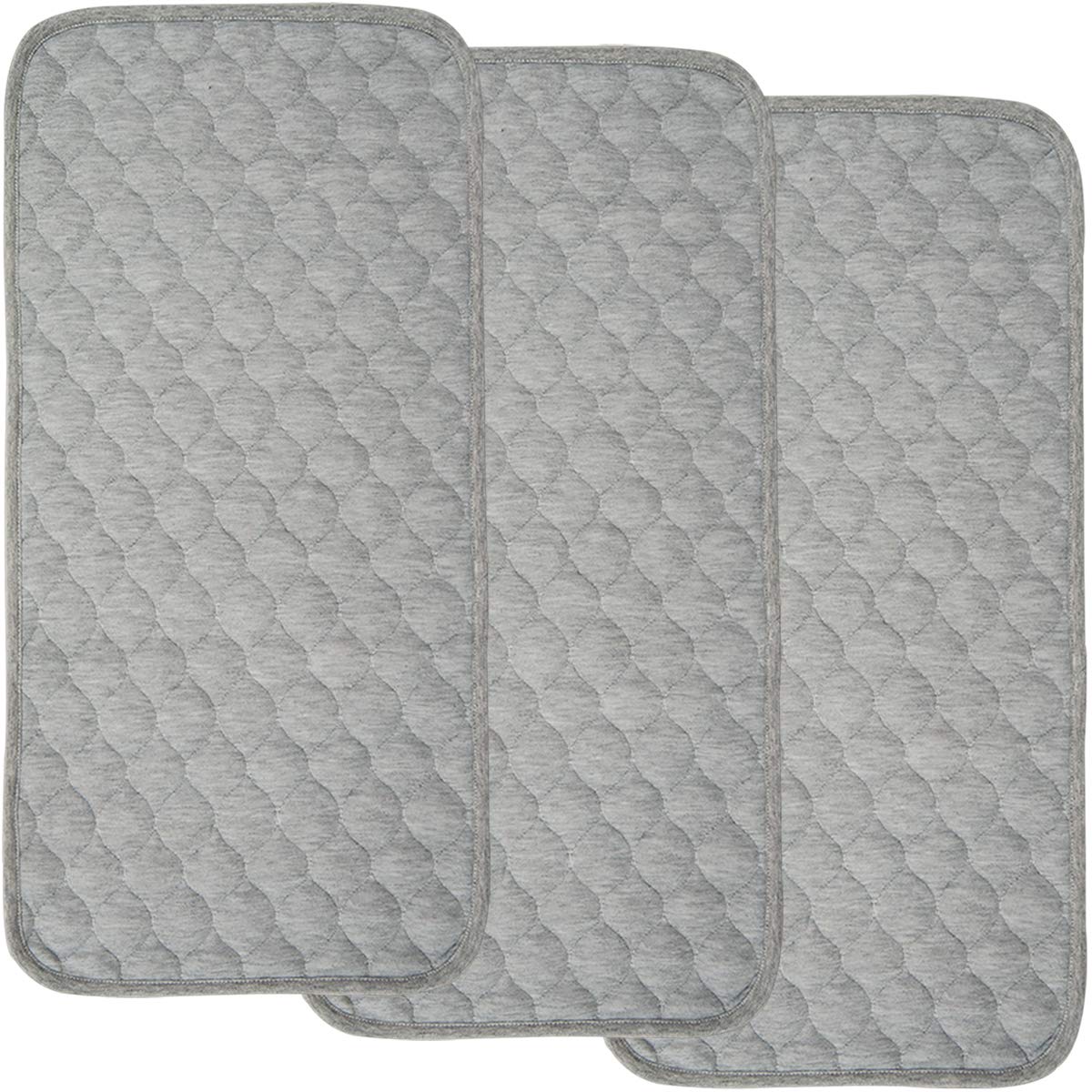 Bamboo Quilted Thicker Longer Waterproof Changing Pad Liners for Babies 3 Count by OLEH-OLEH (Grey)
