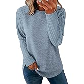 SAMPEEL Sweatshirt for Women Long Sleeve Shirts Crewneck Sweaters Fall Fashion Outfits 2025 Trendy Tunic Tops Plus Size