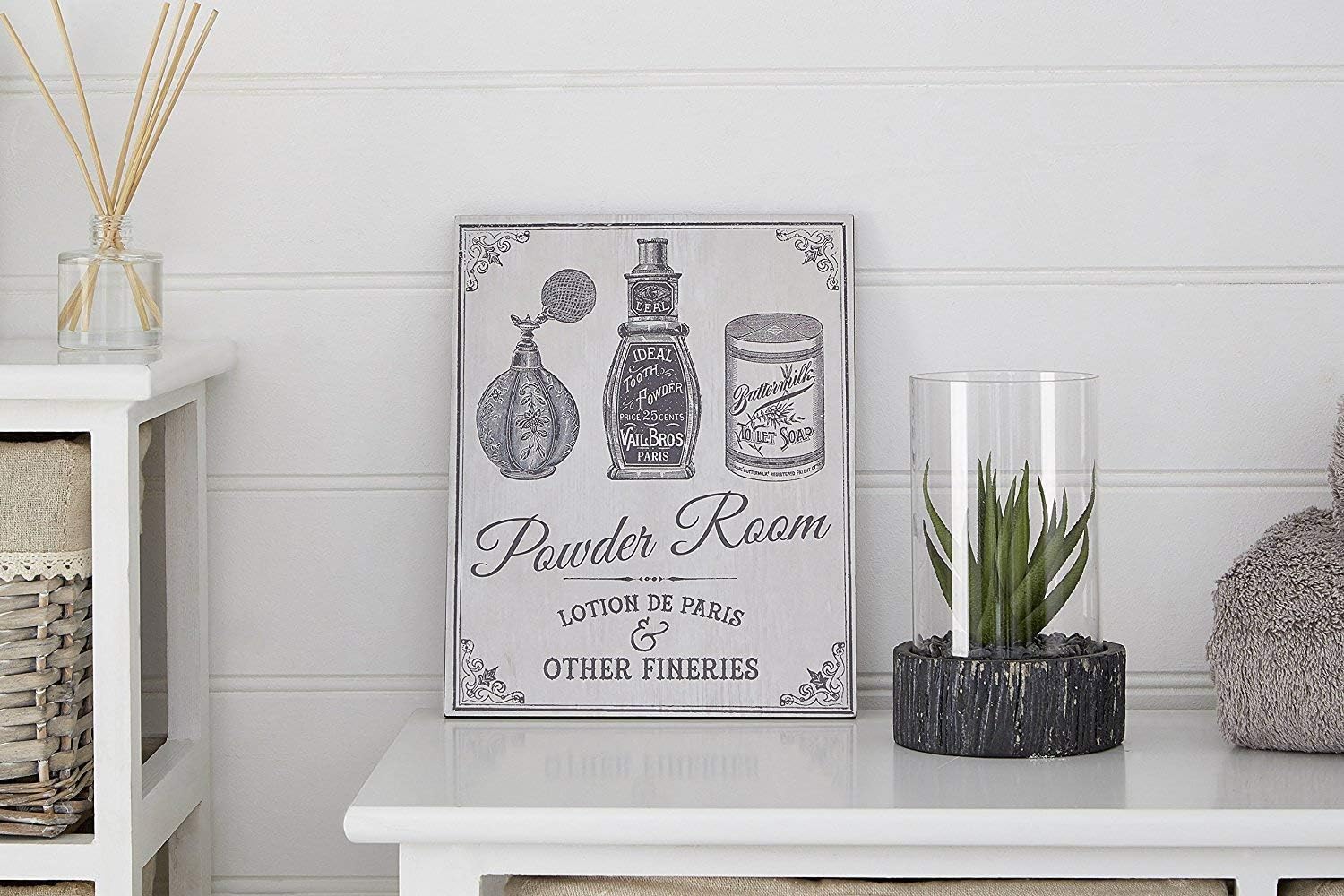 Premier Housewares 2800765 Powder Room Wall Plaque - Grey 1x20x25 cm - Image 4
