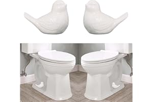 RENUIS 2 Pcs Ceramic Bird Toilet Floor Bolt Caps,Cute Bird Toilet Screw Caps Decorative,Toilet Bolt Figurine,Toilet Bowl Cap Covers,Decorative Bathroom Toilet Bolt Easy Installation (Bird-White)