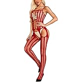 RSLOVE Womens Fishnet Bodystocking Lingerie One Piece Bodysuit Plus Size Tights