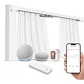 Quoya QL600 Motorized Smart Electric Curtain Track with Remote &ndash; Hidden Brackets, Automatic Curtain Opener &ndash; App &amp; Voice Control &ndash; up to 16.4 ft / 196 in