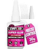 Super Glue Liquid, Food Safe Cyanoacrylate Glue for Aquarium, Plastic, Wood | Precise Control, Medium-Thick CA Glue 30g, Clear Instant Adhesive for Ceramic Metal Glass Leather Pottery &amp; Porcelain Repairs