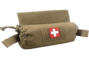 WYNEX Tactical First Aid Drop Dump Pouch, Medical Trauma Roll Up Drop Pouch EMT IFAK Sub Abdominal Carrying Bag with Hook-N-L