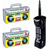 Virtue morals 3 Pieces Inflatable Radio Boom box and inflatable Mobile Phone Props for Party Decorations 80s 90s