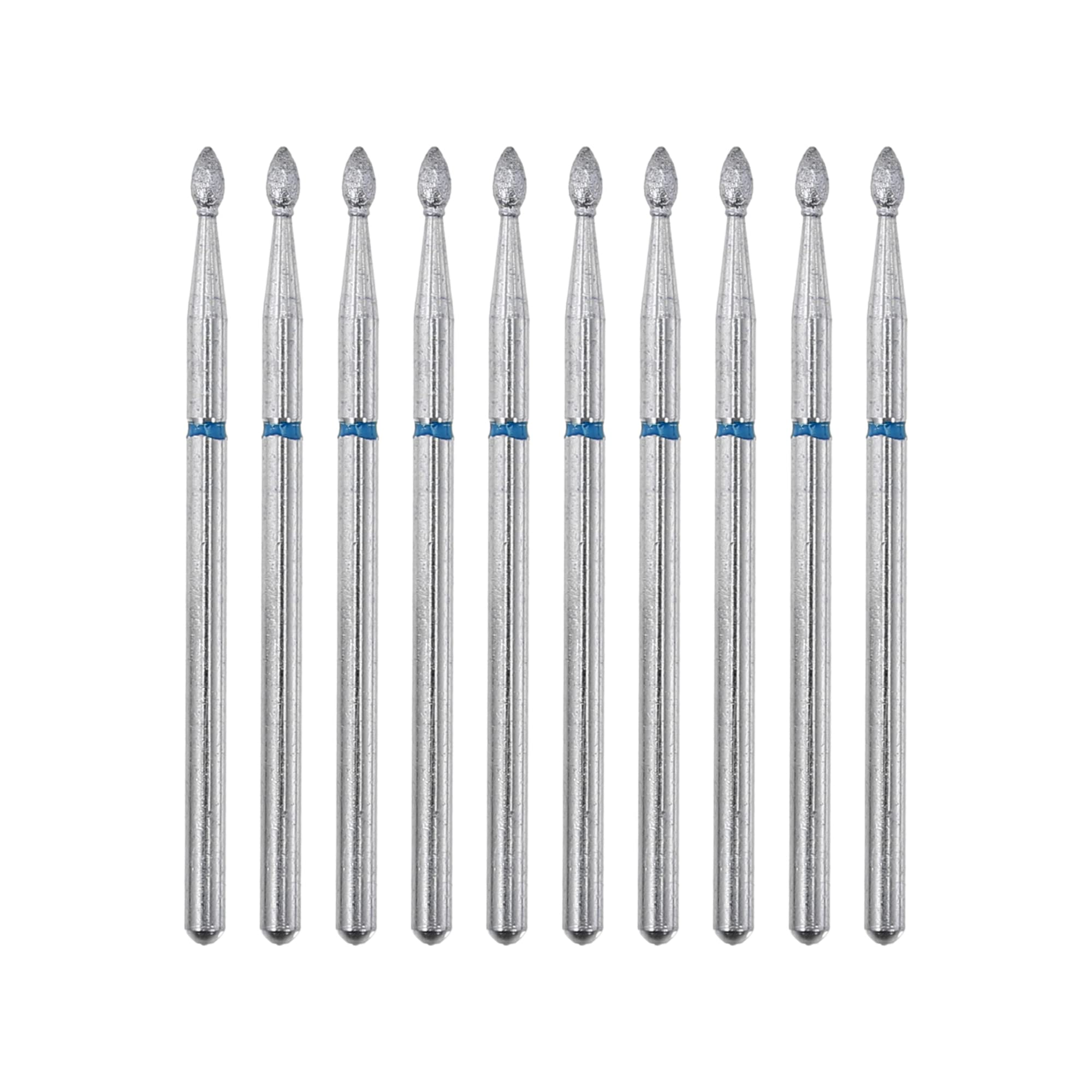 VOCOSTE 10 Pcs Emery Nail Drill Bits Set for Acrylic Nails, 3/32 Inch Nail Art Tools, Manicure Pedicure Shapen Remove Tools, 44.1mm Length, Blue