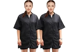 Gliitatu 2Pack Grooming Smock for Dog Groomers Barber Jacket Smocks Hairstylist Smocks Jacket with Full Zipper for Women Men