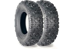 AT25X8-12 Heavy Duty ATV All Terrain Tubeless Off-Road Tires, 6PR, DAV101, Directional Grip for Mud Trail Sand, Set of 2