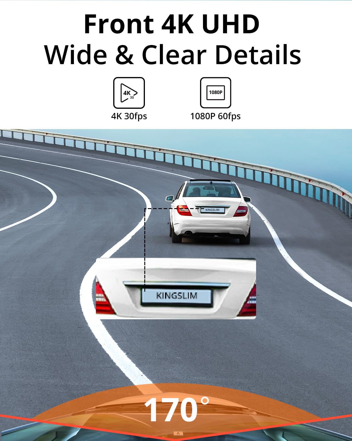 Kingslim D5-4K Dash Cam with WiFi - Front Dash Camera for Cars with GPS and Speed, Sony Night Vision, Support APP and 256GB Max
