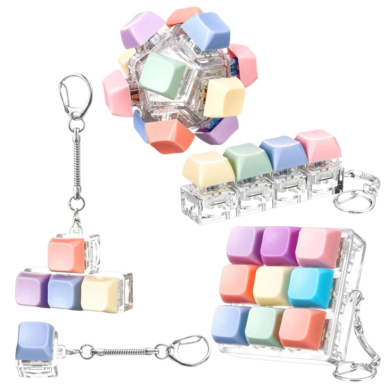 5 Pcs Colorful Keyboard Fidget Toy Set, Mini Keyboard Fidget with Five Styles, Ideal Stress Relief Toys for Bag, Cell Phone & Keys