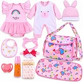 BABESIDE 11 PCS Reborn Baby Doll Clothes and Playset for 17-22 Inch Baby Doll Girl Outfits Accessories with Nursing Pad and Storage Bag, Pink
