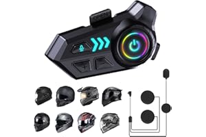 Foaiskygod Helmet Bluetooth Headset, Motorcycle Helmet Speakers with 2 Type Mics,1000mAh Large Battery Motorcycle Headphones IP66/Automatic Answer/Call Music Control/Noise Cancellation/Wake up Siri
