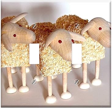 wooden sheep with wool