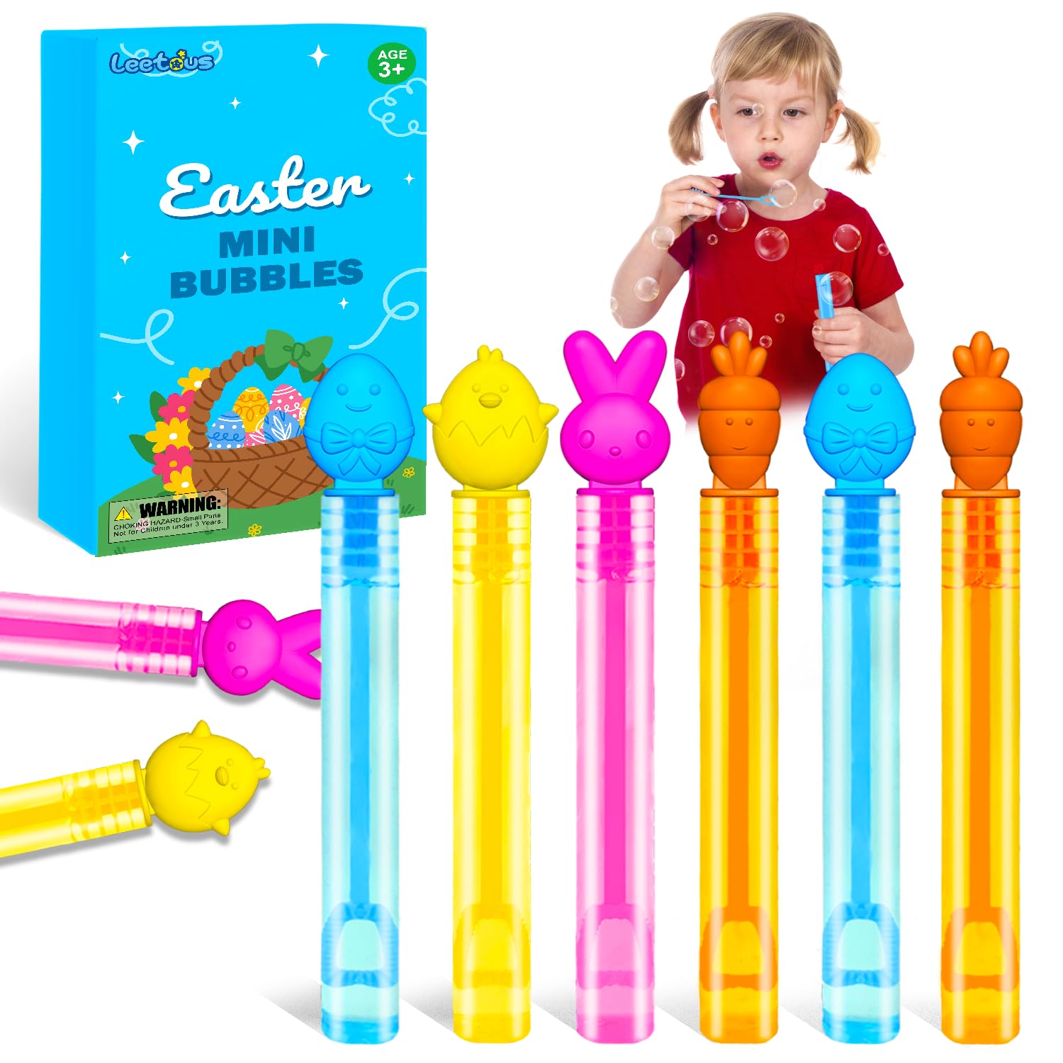 Photo 1 of 24 Pack Easter Mini Bubbles Wands Party Favors for Kids, Spring Toys Gifts Basket Stuffers for Toddlers, Non Candy Easter Goody Treat Bag Fillers for Boy Girl, Small Trinket Prize for Classroom School