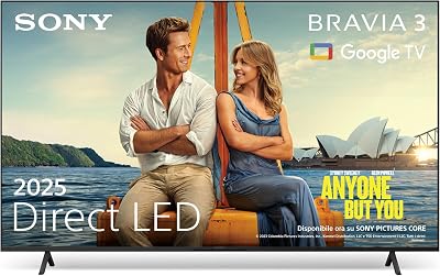 BRAVIA 3 - Direct LED | Altoparlante X-Balanced | Dolby Vision/Atmos | IMAX Enhanced | Google TV (2025) | Google Cast | Apple AirPlay 2| Eco Dashboard 2 | Game Menu 2-75pollici