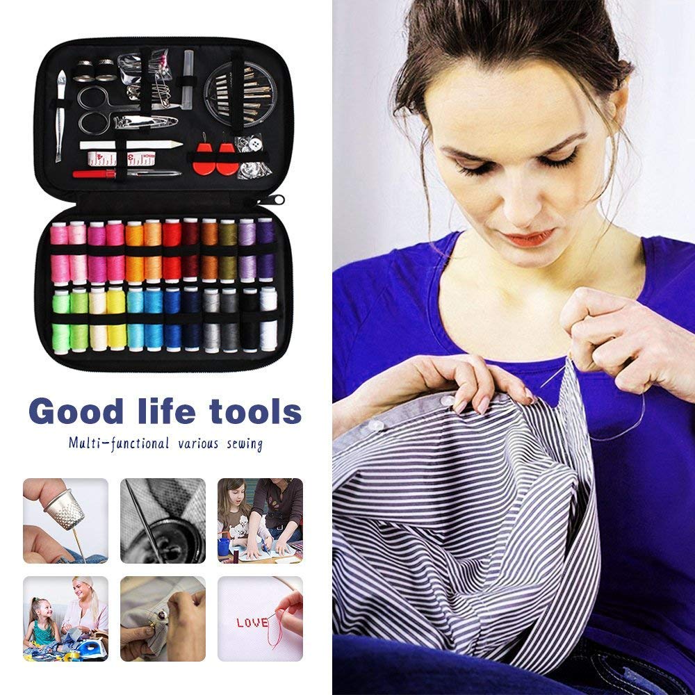 Sewing Kit, TUXWANG 90 Sewing Supplies with Mending and Sewing Needles, Scissors, Thimble, Threads,Tape Measure and More, Perfect for Home, DIY, Beginners, Emergency, Travel