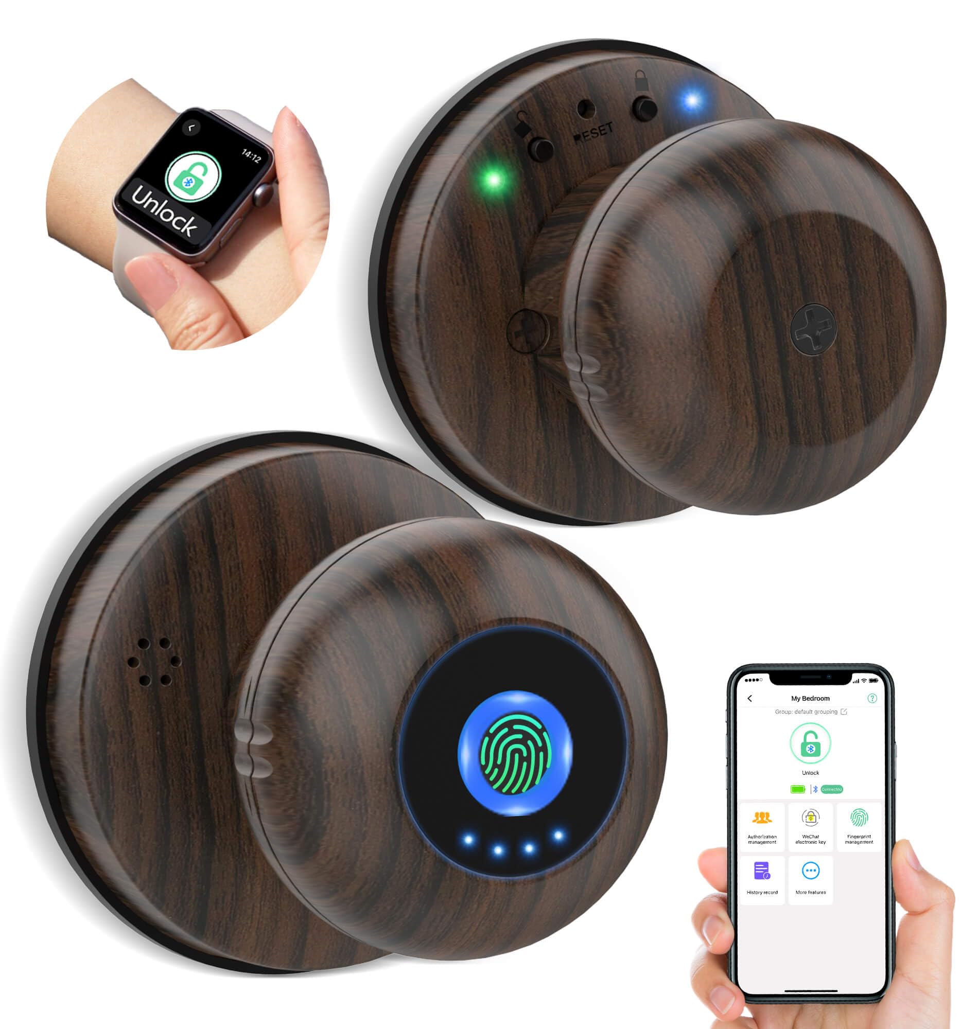 Fingerprint Padlock Locker Locks,Sall Outdoor Weatherproof Bluetooth - View #9