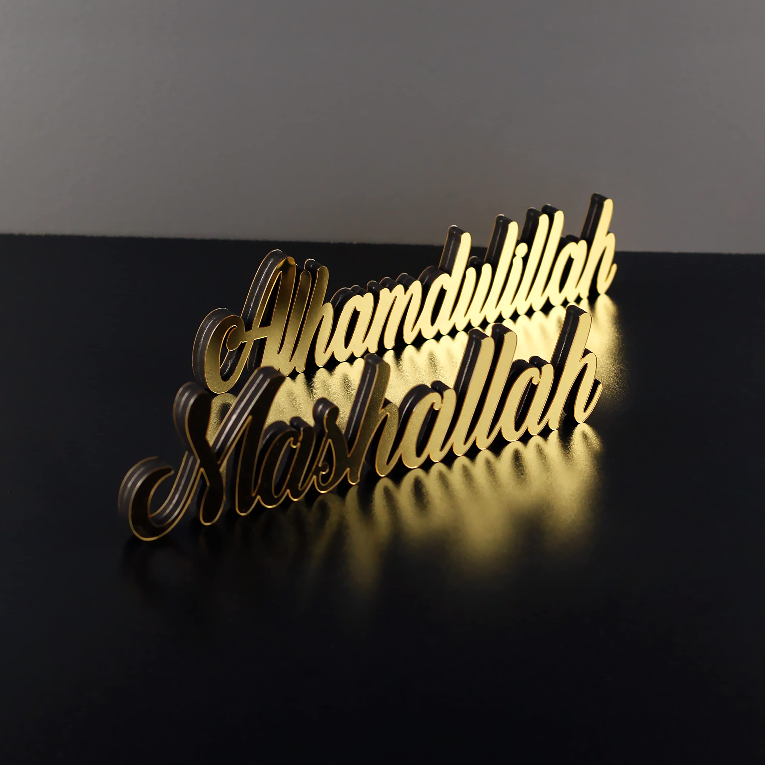 iwa concept Alhamdulillah-Mashallah Gold | Home Decor or Islamic Decor for Table or Shelves | Home Decorations for Ramadan Gifts | Eid Decorations | Islamic Ramadan Gift | Islamic Table Decor