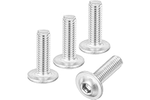 uxcell 80Pcs M6-1x20mm Flanged Button Head Socket Cap Screws, 304 Stainless Steel Socket Drive Fasteners Bolts, Fully Thread 