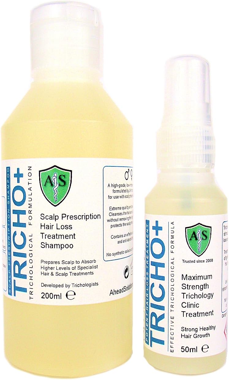 TRICHO+ Scalp Prescription Strong Minoxidil-Free Hair Loss Treatment for Men or Women. Treat Balding and Thin Hair Conditions. Fast Acting Expert Clinical Formula (Starter Kit: 1 Spray 1 Shampoo)