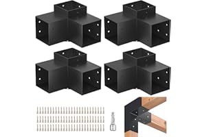 TOCRETOARE Pergola Kit, 4 Pack Woodworks Pergola Brackets 6" x 6" (Actual: 5.5x5.5 Inch), 3-Way Right Angle Corner Brackets, Powder-Coated Pergola Hardware, for Lumber Pergola Gazebo