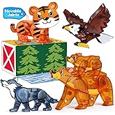 Oriate Magnet Wild Animals for Magnetic Tiles, 5pcs Movable Joints Zoo Animals for Magnetic Blocks, Animal Toys Compatible wi