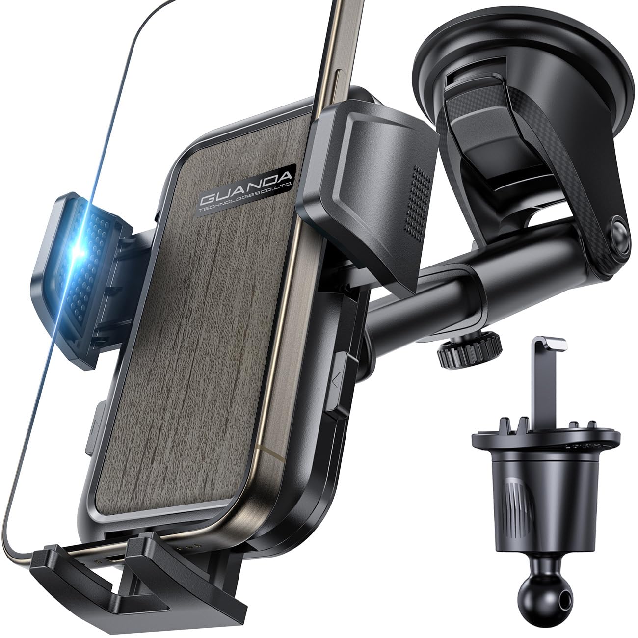 Photo 1 of [2025 New] Dashboard Phone Holders for Your Car (+Vent Hook)[Military Grade Stable] Car Cell Phone Holder, Non-Slip Silicone Carbon Fiber Car Phone Mount, Rotatable Suction Cup for All Phone, Gray