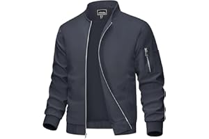 MAGCOMSEN Men's Bomber Jacket Lightweight Casual Windbreaker Spring Fall Zip Up Coat with 5 Pocket