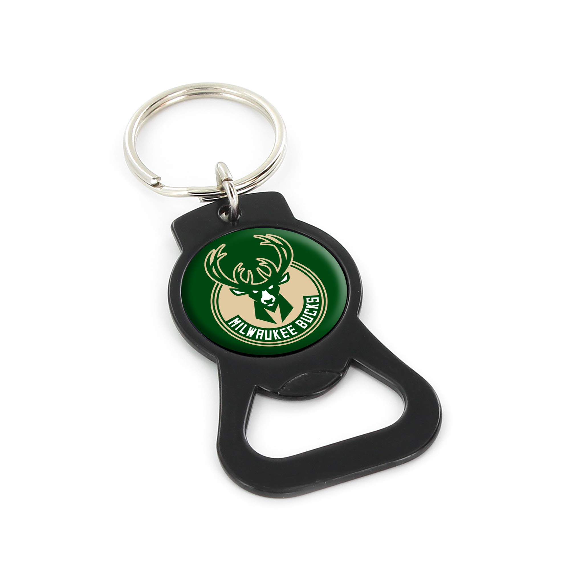 aminco NBA Milwaukee Bucks Bottle Opener Keychain, Black