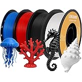 Kingroon High Speed PLA Bundle Printer Filament 1.75mm, Rapid Printer Filament 30-600mm/s Hyper Printing Filament, Dimensional Accuracy +/- 0.03 mm, 4 kg Plastic Spool (8.8lbs（Black&White&Red&Blue）