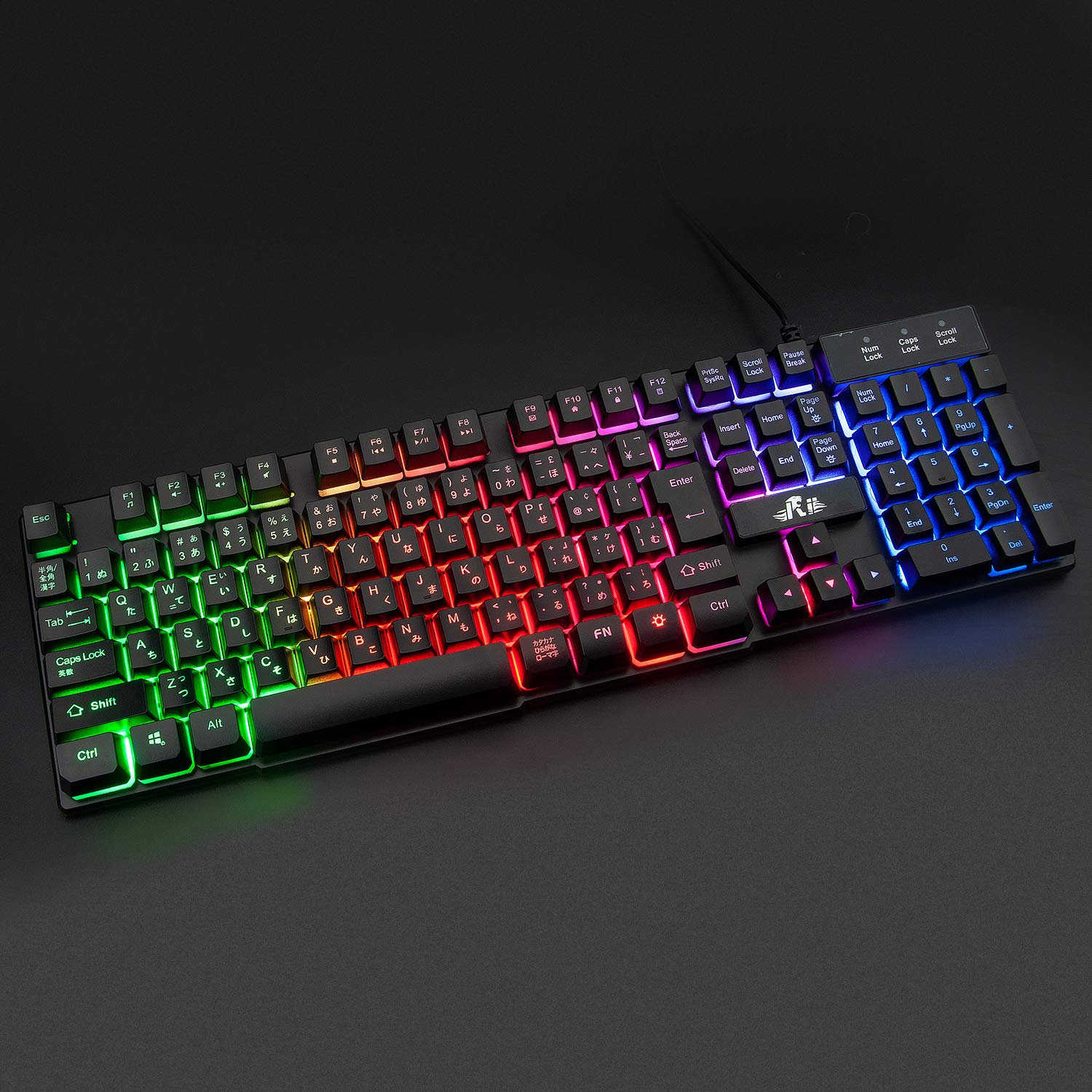 Rii Gaming Keyboard, 106 Keys, Japanese Layout, USB Wired, PS4 Compatible, Backlight, 19 Keys, Anti-Collision, Waterproof, 7 Colors, Compatible with Windows, Mac OS, VISTA, XLinux, and More