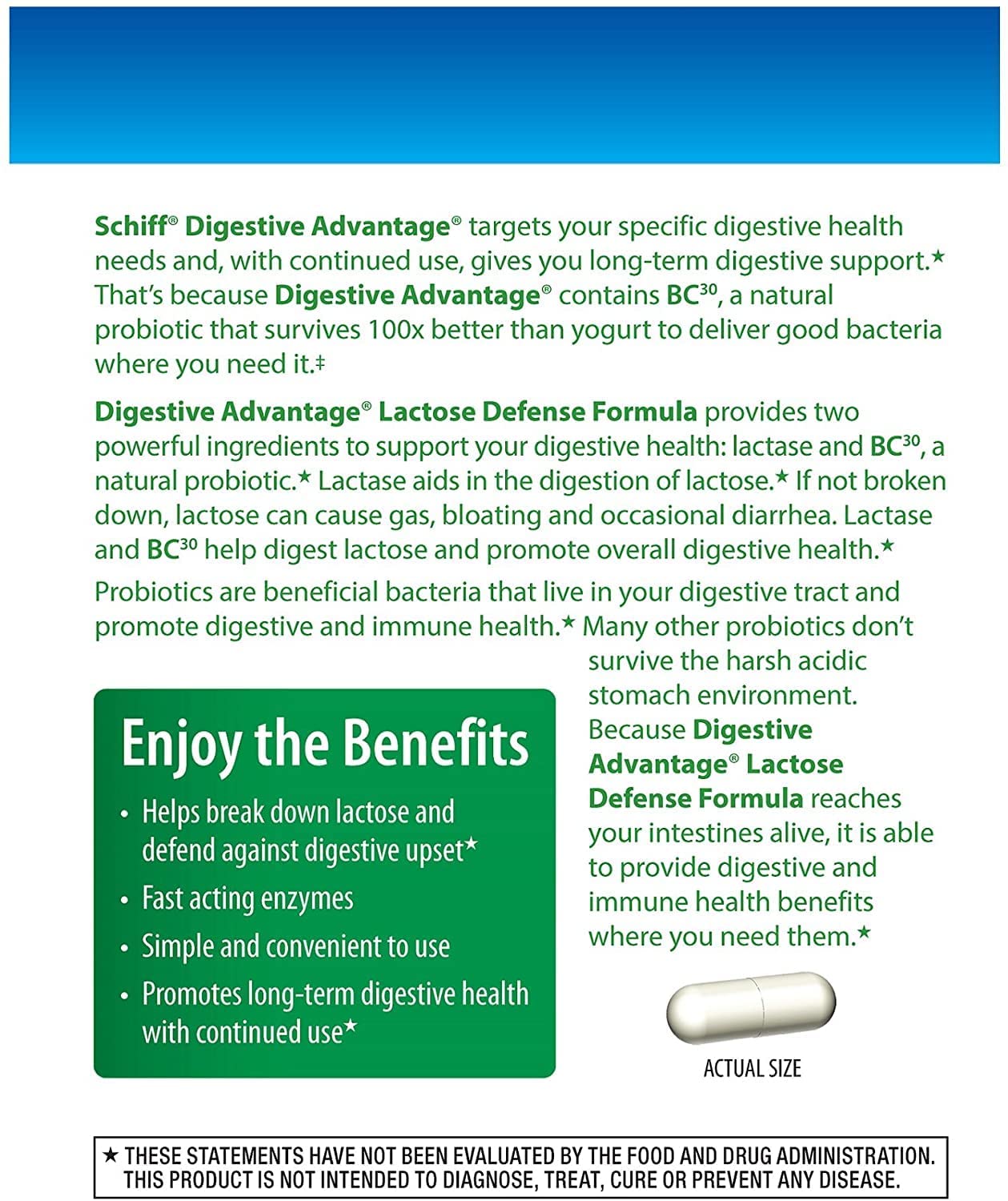 Lactose Defense Lactase Capsule - Digestive Advantage (32x3) Capsules, Breaks down lactose, Survives 100x Better than regular 50 billion CFU, Lessens Bloating
