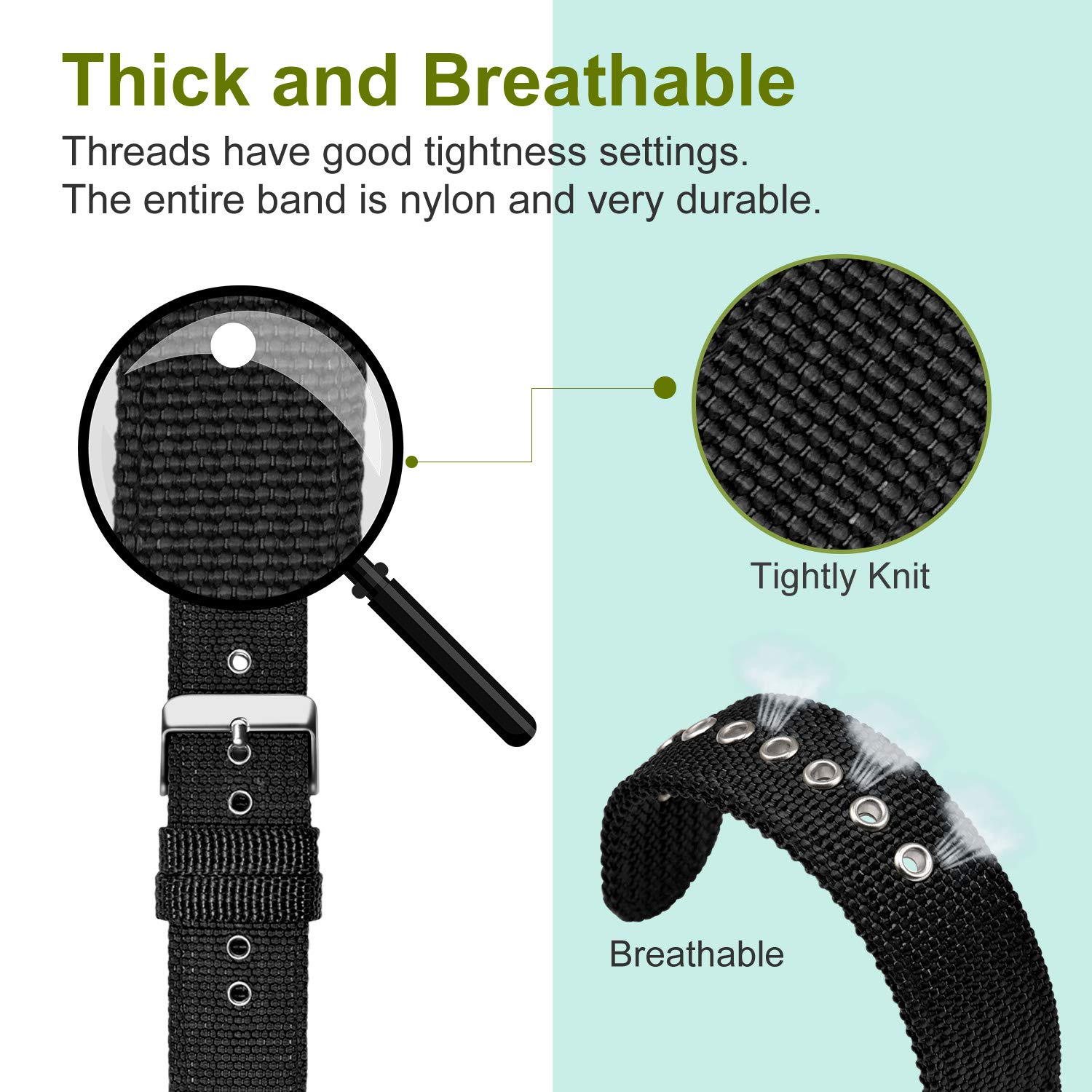 ULLCHRO Nylon Watch Strap Replacement Watch Band Military Army Men Women - 18mm, 20mm, 22mm, 24mm Watch Bracelet with Stainless Steel Silver Buckle