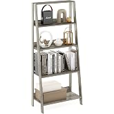 Furinno Ladder Bookcase Display Shelf, 5-Tier, French Oak | 13 x 23.6 x 53.5, Open Frame Design Bookshelf, Display Storage Shelves, for Living Room, Home Office