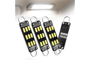 Prutomr 4-Pack 561 LED Dome Light Bulb Auto Interior Rigid Loop Festoon Bulbs Inside Lights for Car Error Free Fit for 561LL, 562, 562LL, 564, RL4410 Loop Lamps White 44mm High Bright