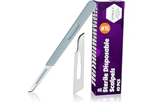MyMed #15 Disposable Scalpel, Pack of 10 Dermaplaning Blades with Plastic Handle, Scalpel for School Science, High Carbon Steel Dermablade Blades. Individually Wrapped, Sterile