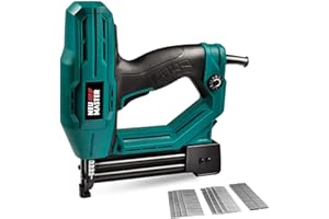NEU MASTER Electric Brad Nailer, NTC0040 Electric Nail Gun/Staple Gun for Upholstery, Carpentry and Woodworking Projects, 1/4'' Narrow Crown Staples 200pcs and Nails 800pcs Included
