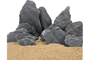ChaoLeHo Natural Slate Stone Rocks 2 to 4 inch Aquariums Stone for Aquascaping,Terrariums,Reptile Enclosures,Paludariums, and Gardens-5lb