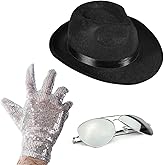 Funny Party Hats Set of 3 - Fedora Hat Sequin Glove and Sunglasses