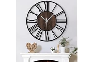 Mee 2ou Large Wall Clock for Living Room Decor, 20 Inch Non Ticking Silent, Battery Operated Modern Vintage Oversized Wall Clock for Bedroom Kitchen