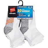 Hanes Ultimate Boys' Ankle and No Show Performance Sport Socks, 10-Pair Packs